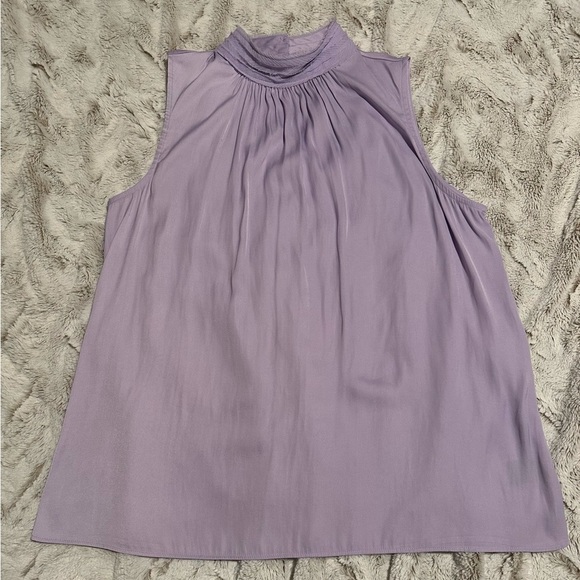 Worthington Lavender Purple Sleeveless High Neck Tiered Lace Blouse - Picture 2 of 9